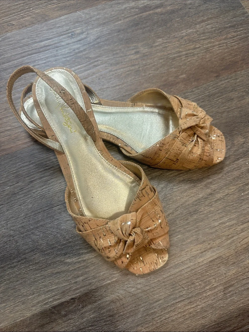 Lilly Pulitzer Cork Knot Front Slingback Sandals - Tan with Gold Insole